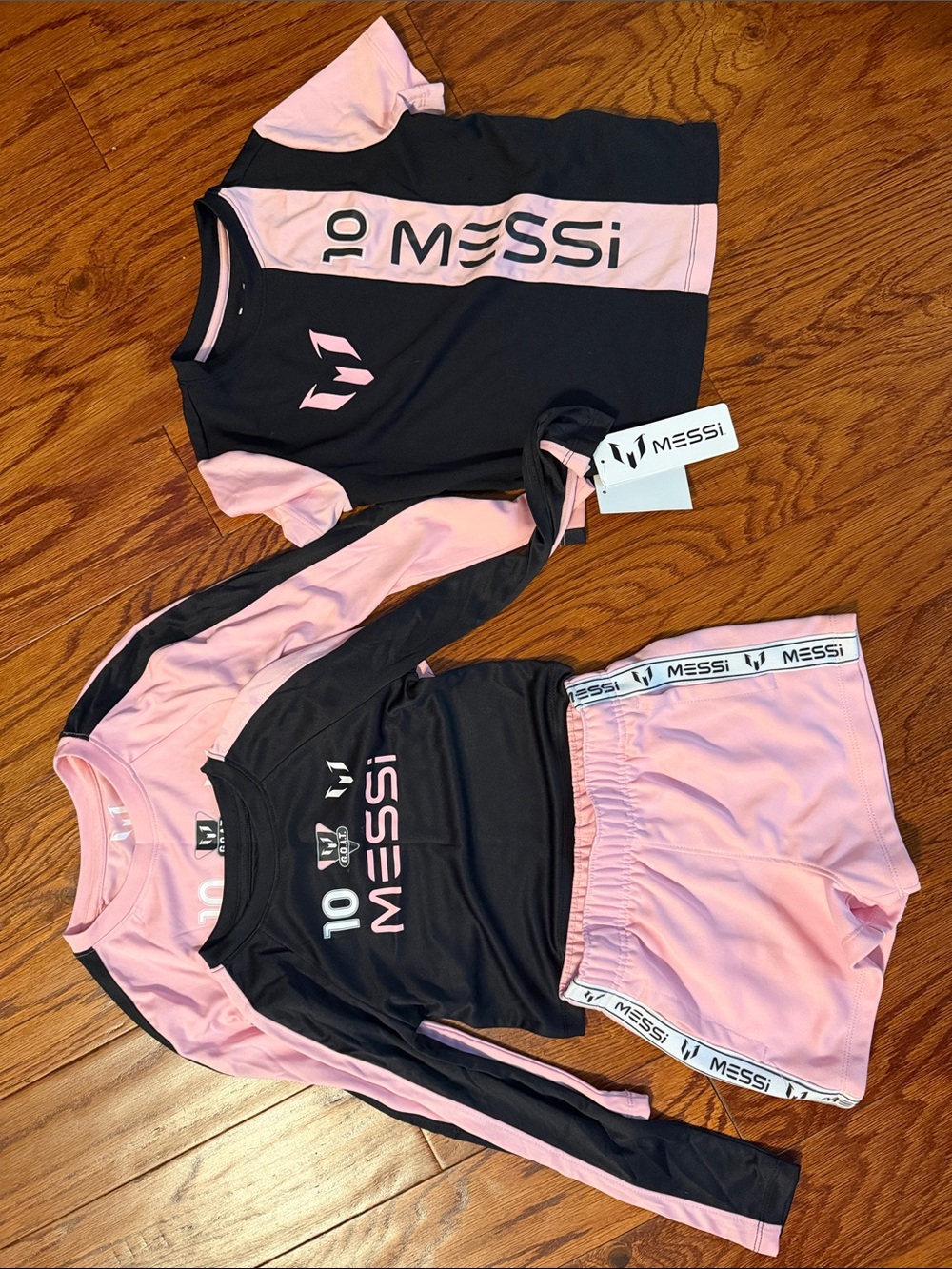 Messi Kids' Black & Pink Jersey and Shorts Set
